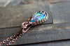 Blue and Green Fused Glass and Copper Wire Pendant
