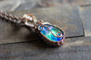 Blue and Green Fused Glass and Copper Wire Pendant