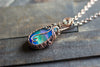 Blue and Green Fused Glass and Copper Wire Pendant