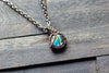 Copper Wire Mini Pendant with Blue and Green Fused Glass