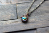 Copper Wire Mini Pendant with Blue and Green Fused Glass
