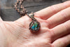 Copper Wire Mini Pendant with Blue and Green Fused Glass
