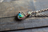 Copper Wire Mini Pendant with Blue and Green Fused Glass