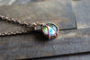 Copper Wire Mini Pendant with Blue and Green Fused Glass