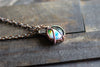 Copper Wire Mini Pendant with Blue and Green Fused Glass