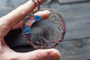 Blue and Pink Moon Pendant with Copper Wire Wrapping