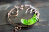 Bright Green Moon Pendant with Copper Wire Wrapping