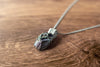 Sterling Silver Tree of Life Pendant with Streaked Grey Fused Glass