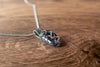Sterling Silver Tree of Life Pendant with Streaked Grey Fused Glass