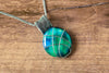 Crisscross Sterling Silver Pendant with Blue and Green Fused Glass