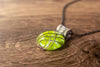 Copper Wire Wrapped Pendant with Green and White Fused Glass