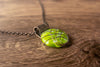 Copper Wire Wrapped Pendant with Green and White Fused Glass