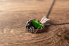 Shades of Green Fused Glass Heart Pendant with Copper Wire Wrapping