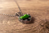 Shades of Green Fused Glass Heart Pendant with Copper Wire Wrapping