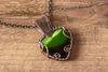 Shades of Green Fused Glass Heart Pendant with Copper Wire Wrapping