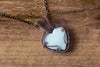 Shades of Green Fused Glass Heart Pendant with Copper Wire Wrapping