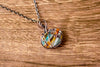 Copper Wire Pumpkin Pendant with Streaked Orange and Blue Fused Glass