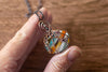 Copper Wire Pumpkin Pendant with Streaked Orange and Blue Fused Glass