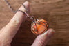 Copper Wire Pumpkin Pendant with Light Orange Fused Glass