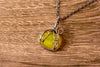Copper Wire Pumpkin Pendant with Transparent Yellow Fused Glass
