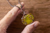 Copper Wire Pumpkin Pendant with Transparent Yellow Fused Glass