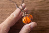 Copper Wire Pumpkin Pendant with Orange Fused Glass