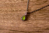 Light Green Fused Glass Teardrop Pendant with Copper Wire Wrapping