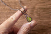 Light Green Fused Glass Teardrop Pendant with Copper Wire Wrapping