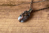 Streaked Grey Fused Glass Pendant with Copper Tree of Life