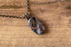 Streaked Grey Fused Glass Pendant with Copper Tree of Life