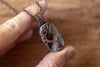 Streaked Grey Fused Glass Pendant with Copper Tree of Life
