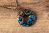 Copper Wire Pendant with Blues, White, and Grey Fused Glass Ring
