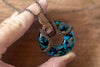 Copper Wire Pendant with Blues, White, and Grey Fused Glass Ring