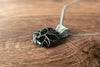 Sterling Silver Tree of Life Pendant with Glittery Dichroic Green Fused Glass