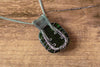 Sterling Silver Tree of Life Pendant with Glittery Dichroic Green Fused Glass