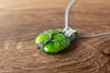 Sterling Silver Tree of Life Pendant with Glittery Green Fused Glass