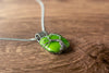Sterling Silver Tree of Life Pendant with Glittery Green Fused Glass