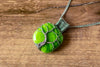 Sterling Silver Tree of Life Pendant with Glittery Green Fused Glass
