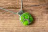 Sterling Silver Tree of Life Pendant with Glittery Green Fused Glass