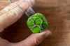 Sterling Silver Tree of Life Pendant with Glittery Green Fused Glass