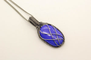 blue-fused-glass-pendant-sterling-silver-wire-wrapping-nymph-in-the-woods-jewelry