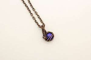 blue-fused-glass-mini-pendant-copper-wire-wrapping-nymph-in-the-woods-jewelry