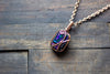 Shades of Green and Purple Dichroic Glass Pendant with Copper Wire Wrapping