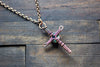 Woven Copper Cross with Light Blue Fused Glass Accent