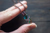 Striped Green and Blue Crisscross Copper Wire Wrapped Pendant