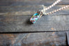 Striped Green and Blue Crisscross Copper Wire Wrapped Pendant