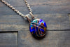 Copper Crisscross Pendant with Multi-colored Fused Glass