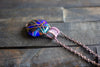 Copper Crisscross Pendant with Multi-colored Fused Glass