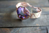 Purple and Red Fused Glass and Copper Statement Bracelet
