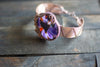 Purple and Red Fused Glass and Copper Statement Bracelet